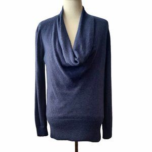 Ann Taylor Womens Size L Blue Cowl Neck Wool Angora Cashmere Blend Sweater Top